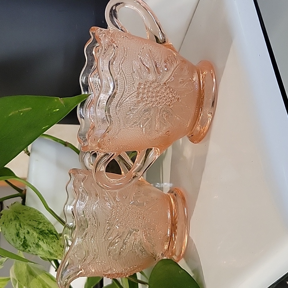 Pink Depression Glass  Creamer and Sugar Set